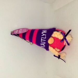 Lucky Gnomes "Kaitlyn" Purple and Pink Striped Gnome Keychain
